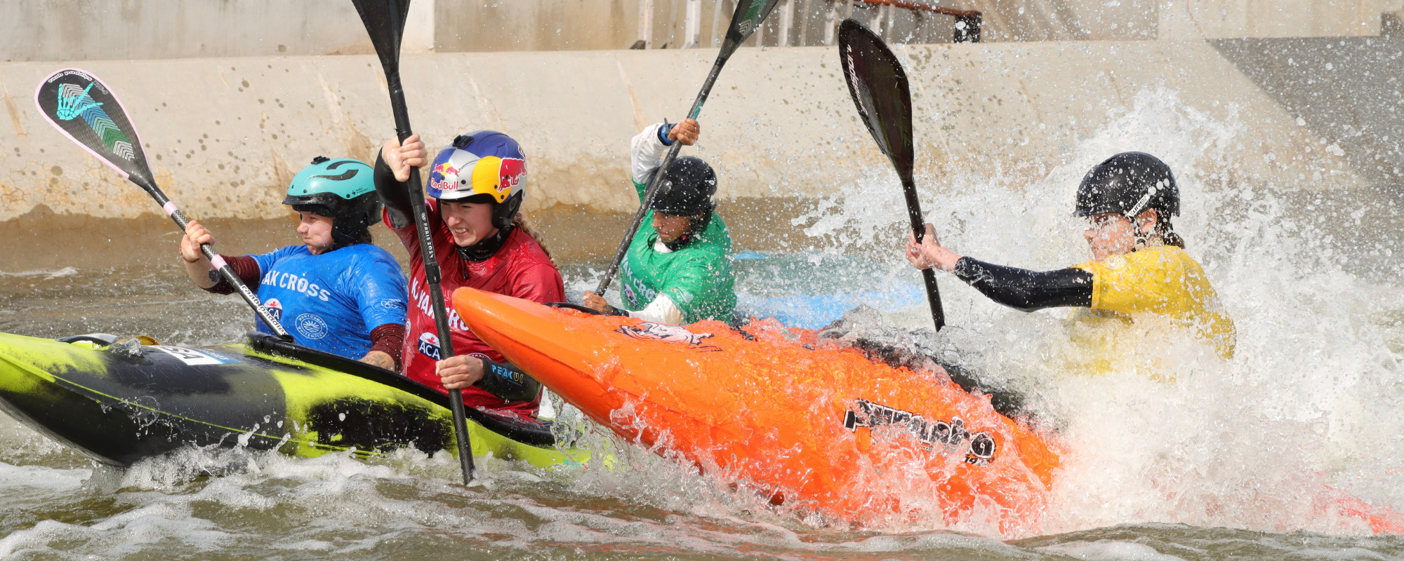 Athletes compete in Kayak Cross at the 2025 ICF Canoe Slalom World Ranking at RIVERSPORT OKC