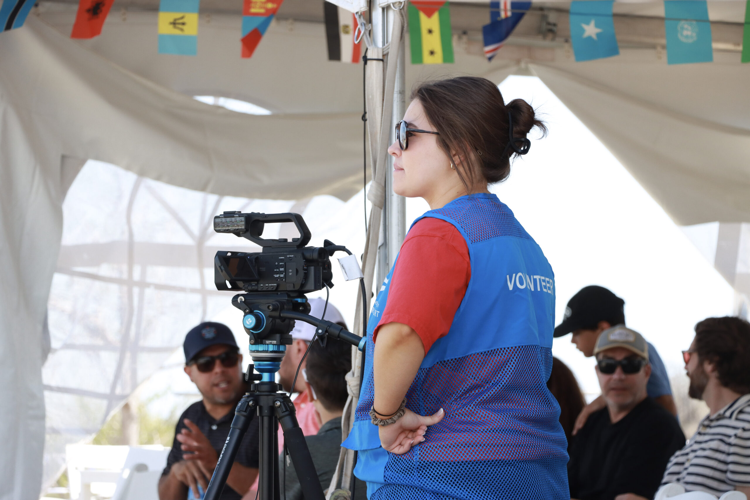A volunteer assists with video at the 2025 ICF Canoe Slalom World Ranking at RIVERSPORT OKC